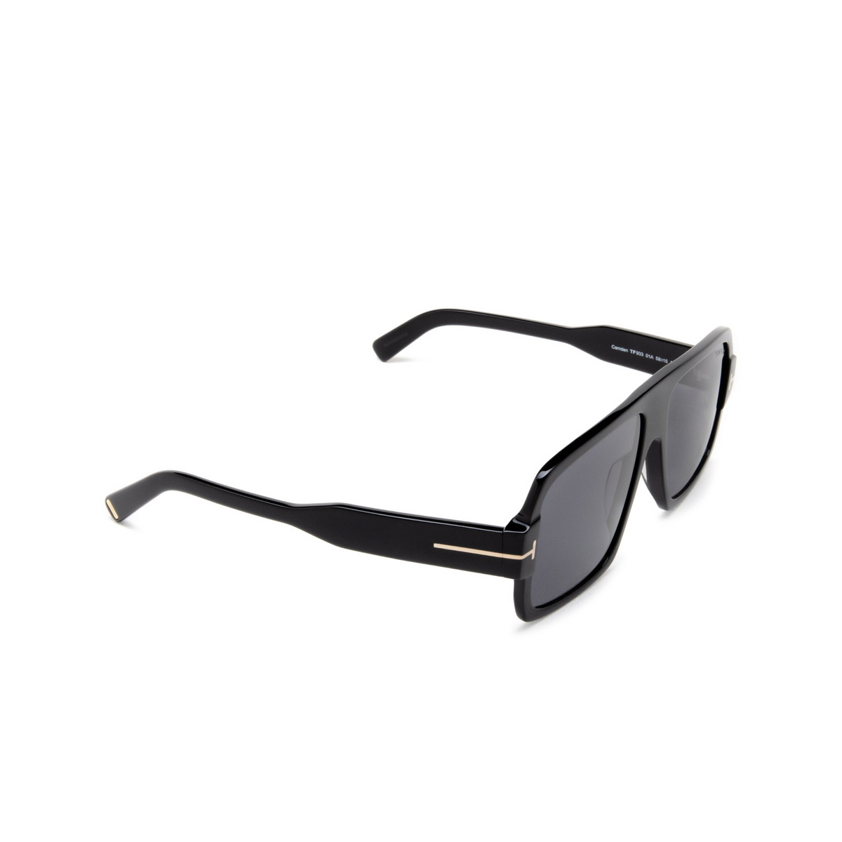 Tom Ford® Square Sunglasses: FT0933 Camden color 01A Black - three-quarters view
