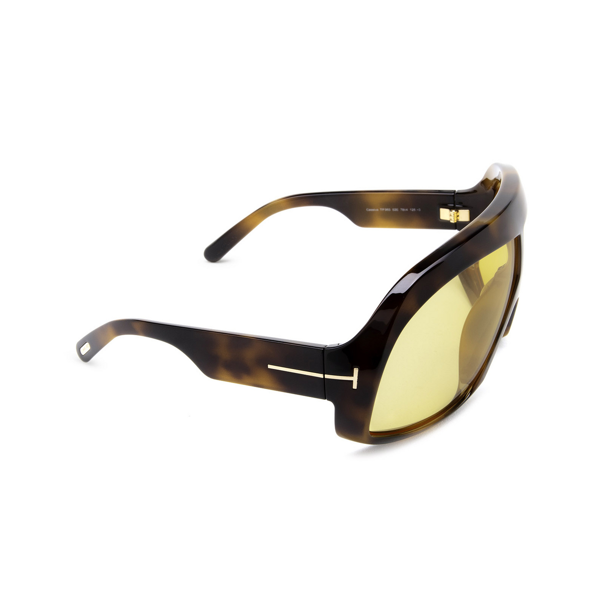 Tom Ford CASSIUS Sunglasses 52E Dark Havana - three-quarters view