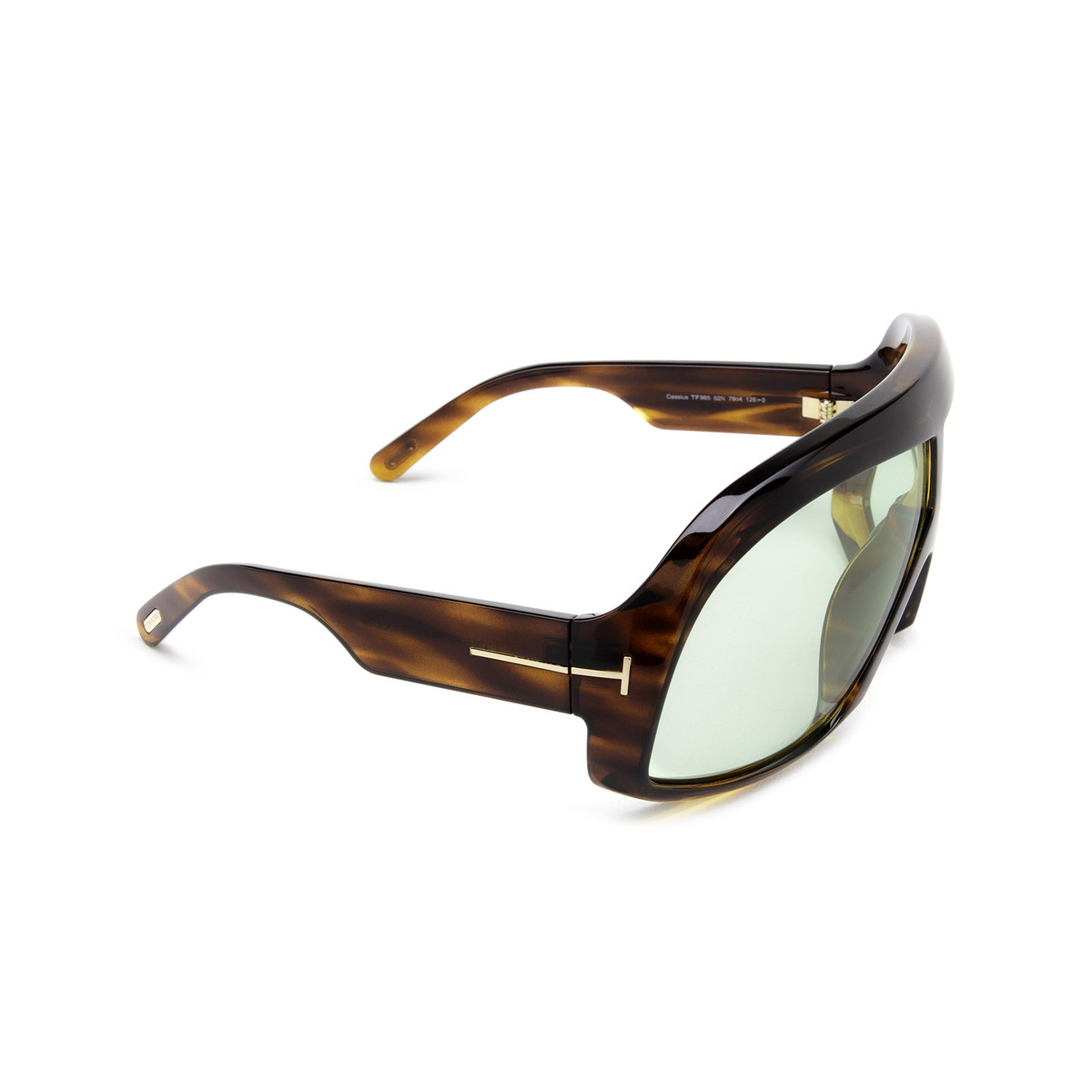 Tom Ford® Aviator Sunglasses: Cassius FT0965 color Dark Havana 52N - three-quarters view.