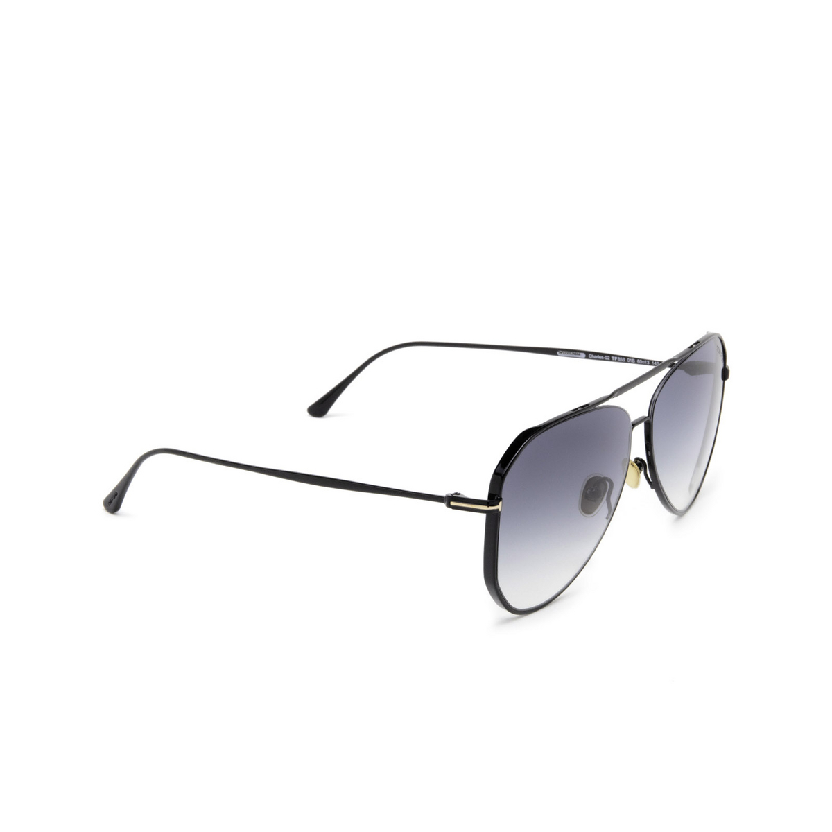Tom Ford CHARLES-02 Sunglasses 01B Black - three-quarters view