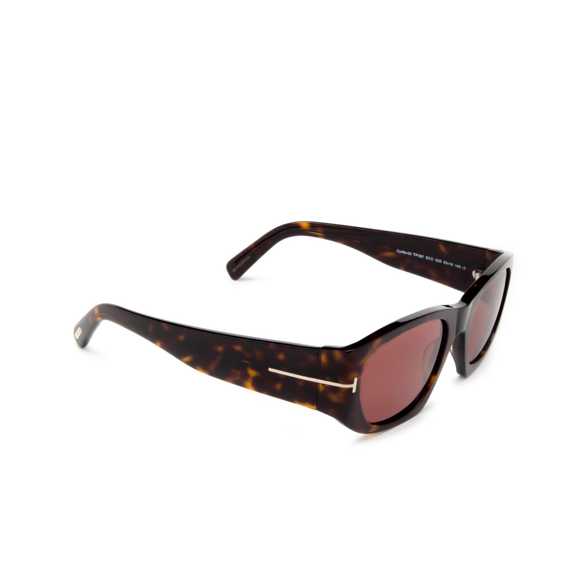 Tom Ford CYRILLE-02 Sunglasses 52S Dark Havana - three-quarters view