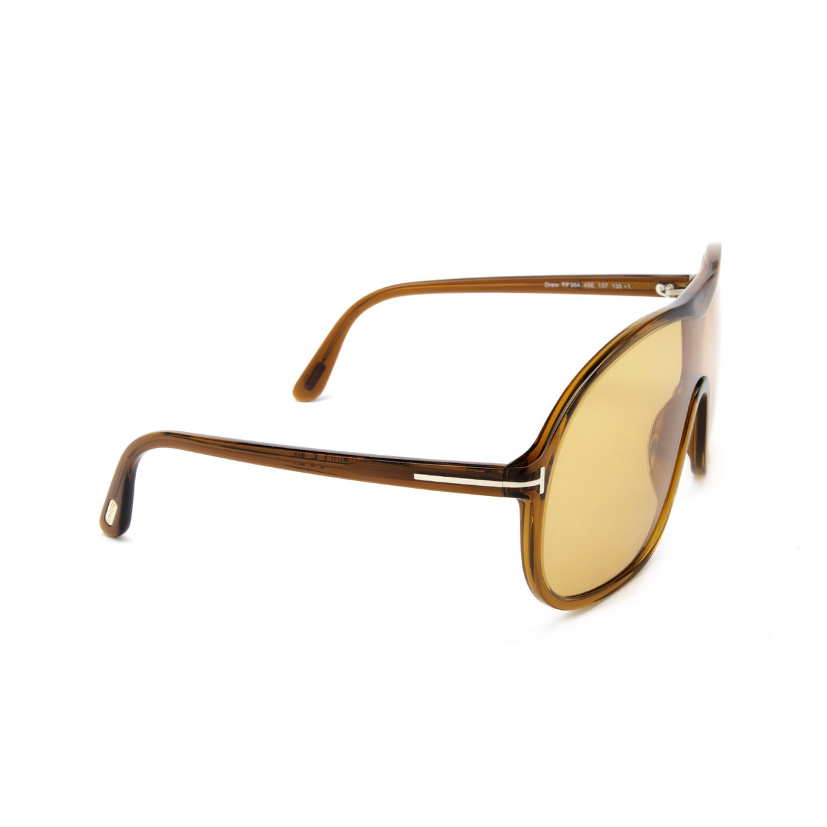 Tom Ford® Aviator Sunglasses: Drew FT0964 color Light Brown 45E - three-quarters view.