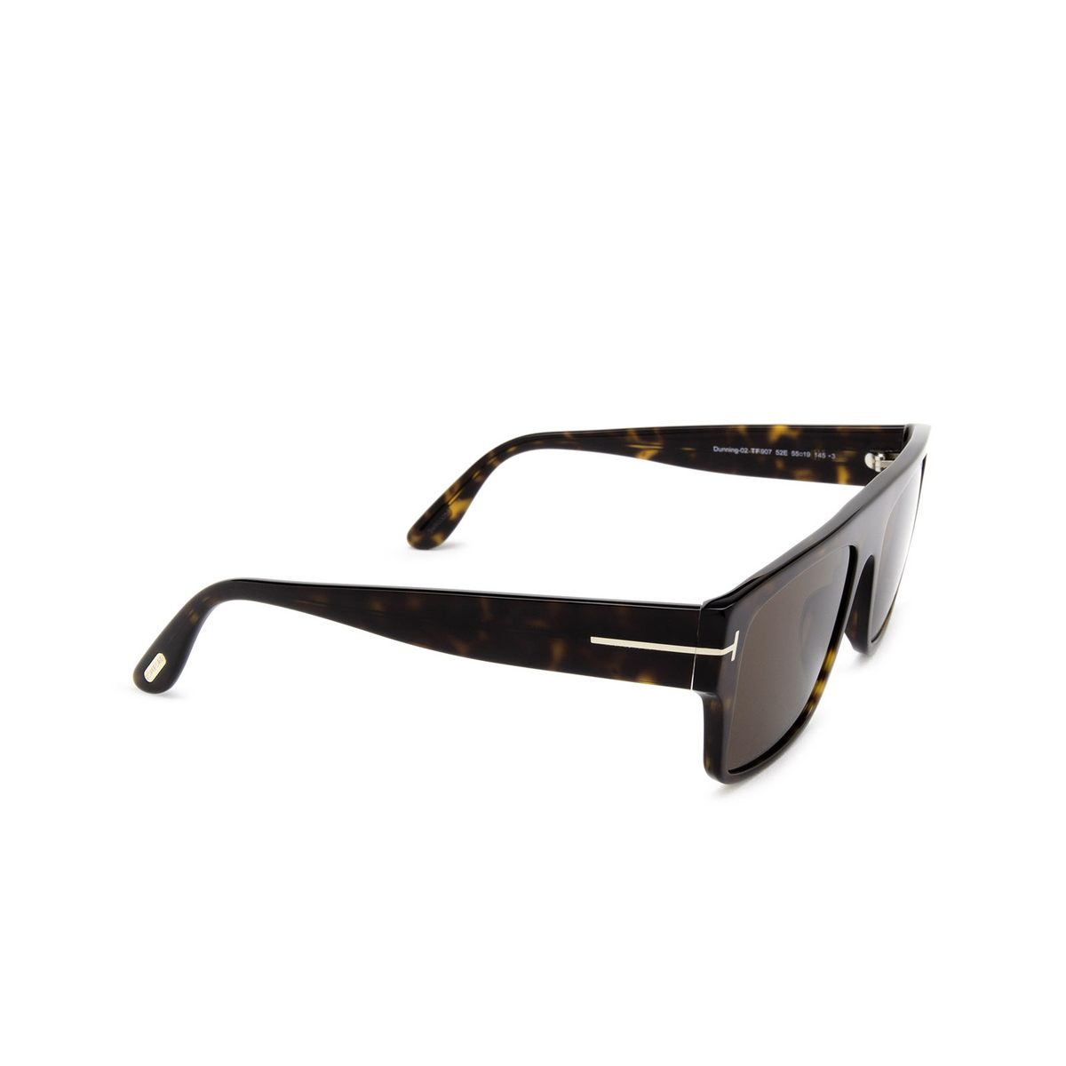 Tom Ford DUNNING-02 Sunglasses 52E Dark Havana - three-quarters view