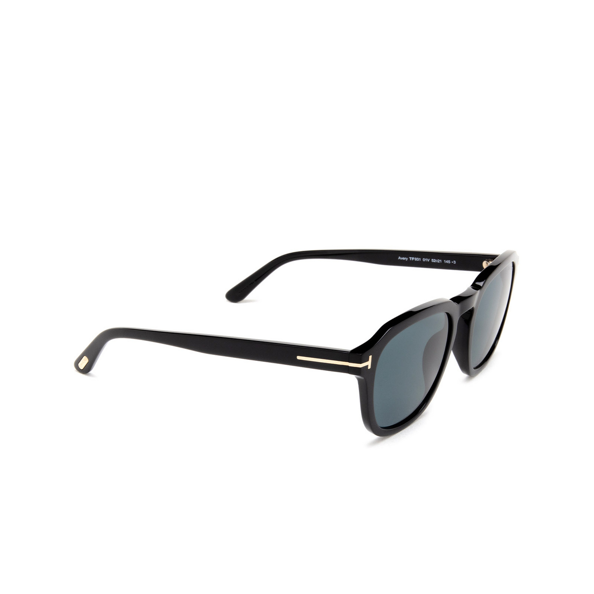 Tom Ford® Square Sunglasses: FT0931 Avery color 01V Black - three-quarters view