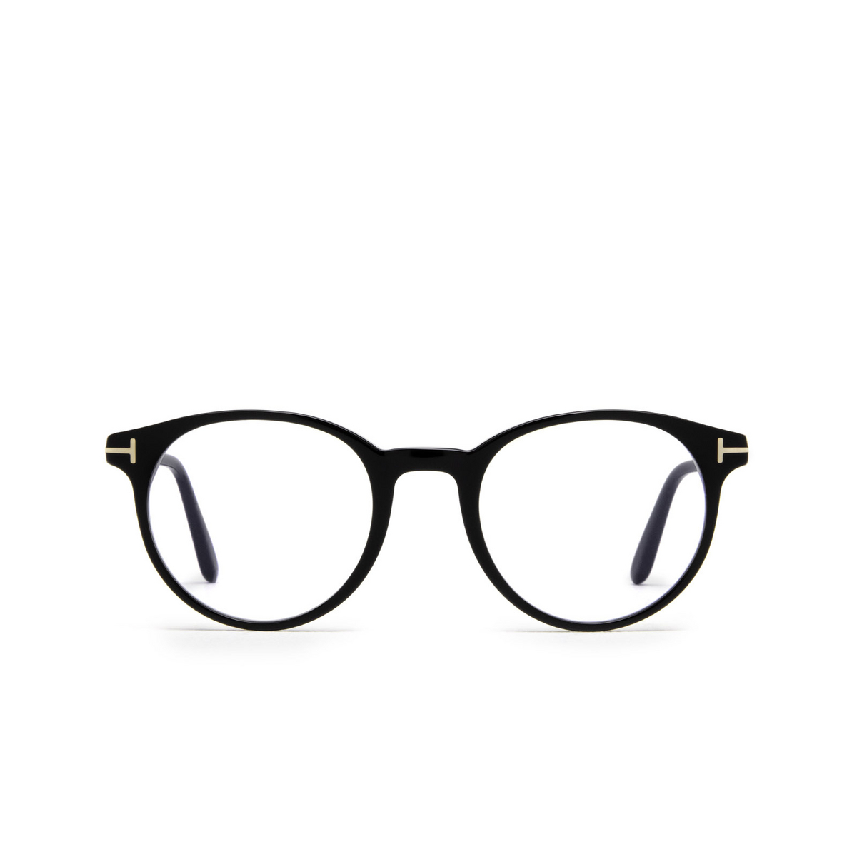 Tom Ford® Round Eyeglasses: FT5695-B color 001 Black - front view