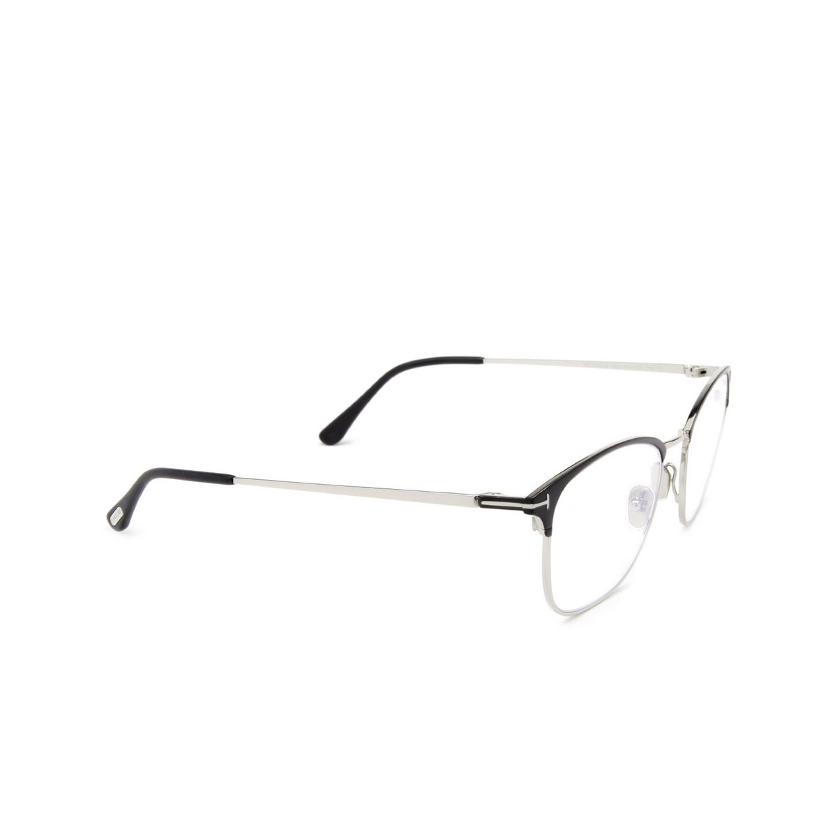Tom Ford® Square Eyeglasses: FT5750-B color Black 002 - three-quarters view.