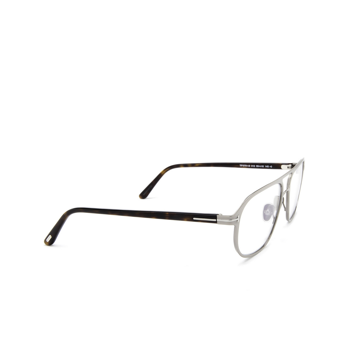 Tom Ford® Aviator Eyeglasses: FT5751-B color Ruthenium 012 - three-quarters view.