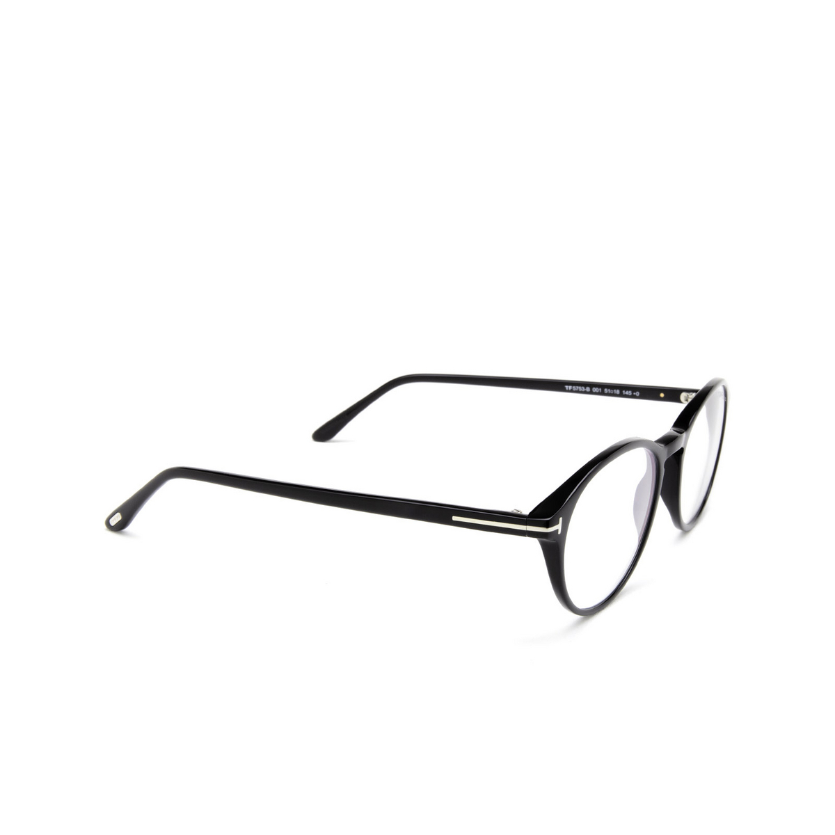 Tom Ford FT5753-B Eyeglasses 001 Black - three-quarters view