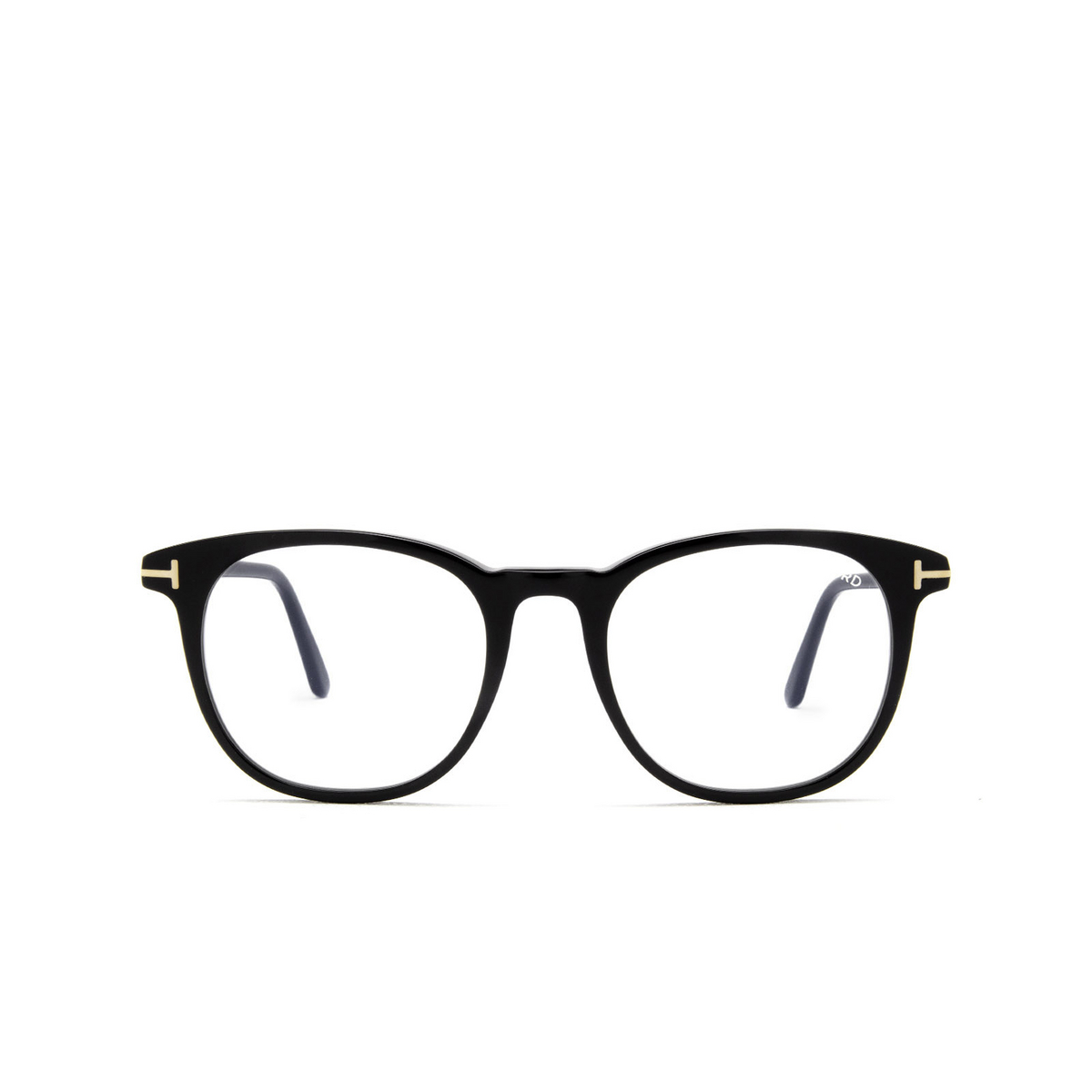 Tom Ford® Round Eyeglasses: FT5754-B color Black 001 - front view.