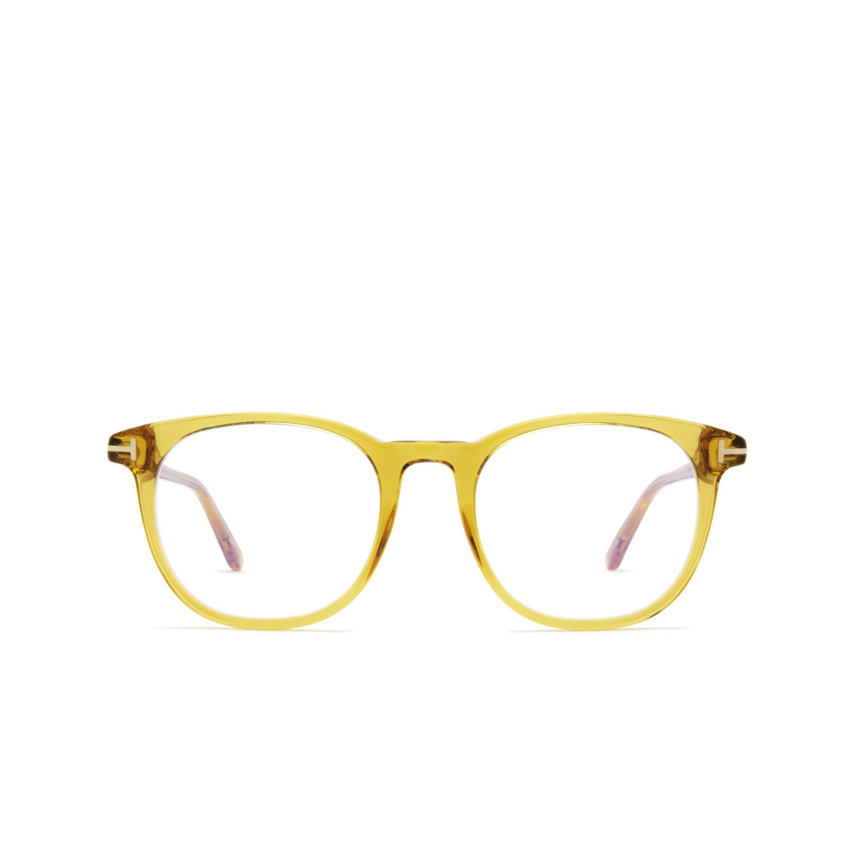 Tom Ford® Round Eyeglasses: FT5754-B color Yellow 041 - front view.