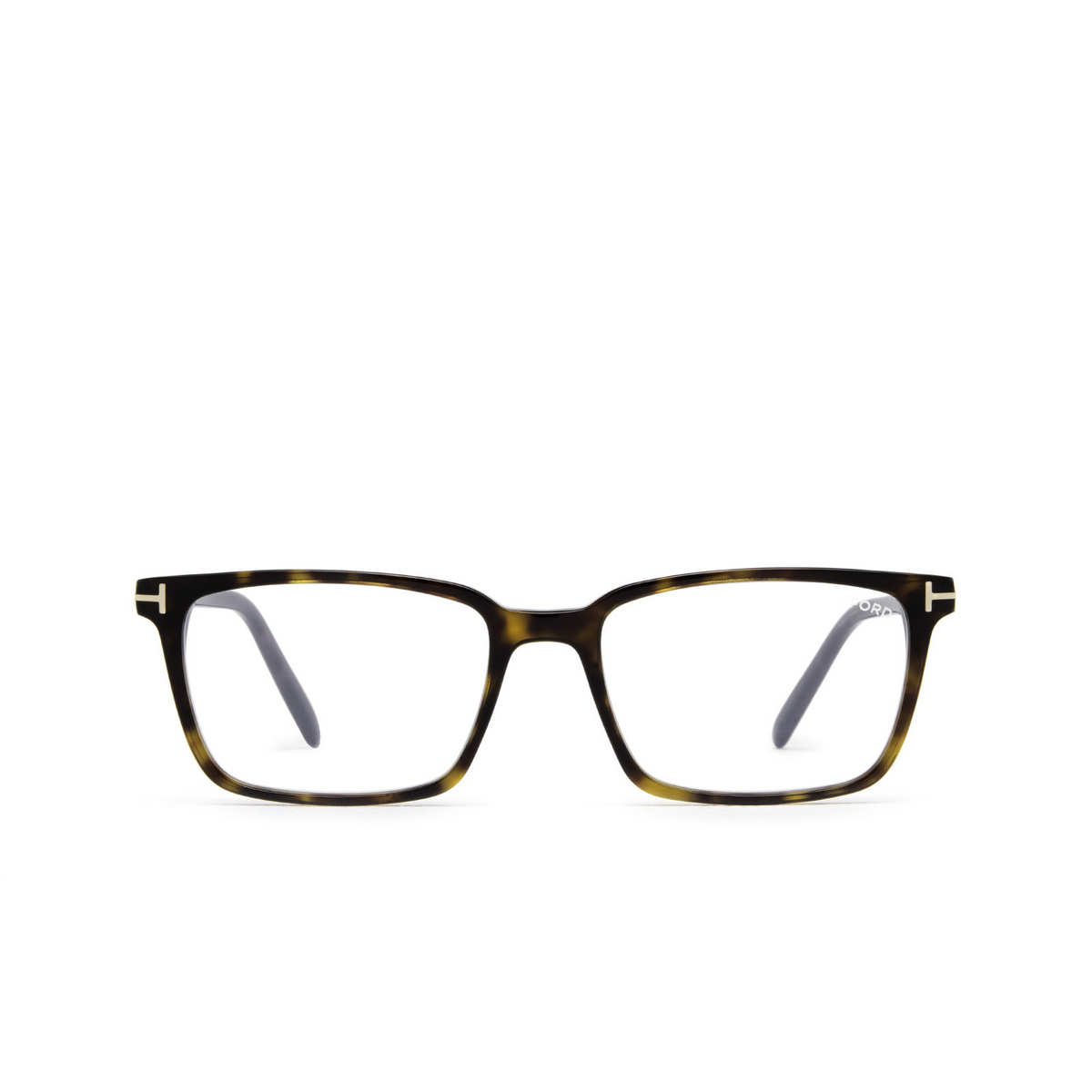 Tom Ford® Rectangle Eyeglasses: FT5802-B color 052 Dark Havana - front view