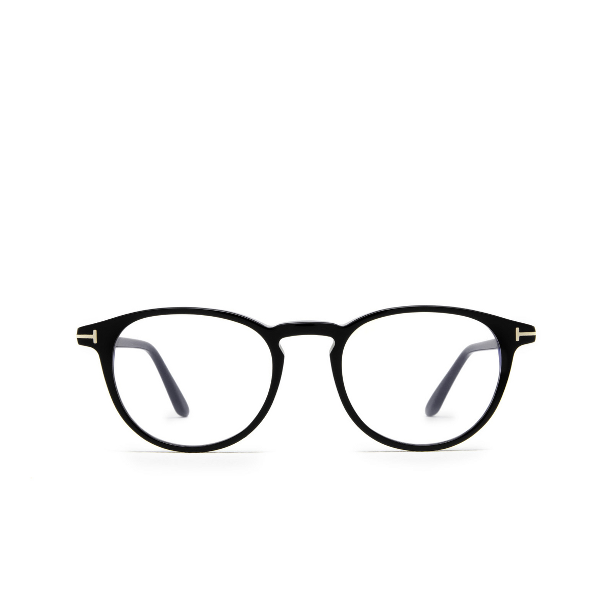 Tom Ford® Round Eyeglasses: FT5803-B color 001 Black - front view