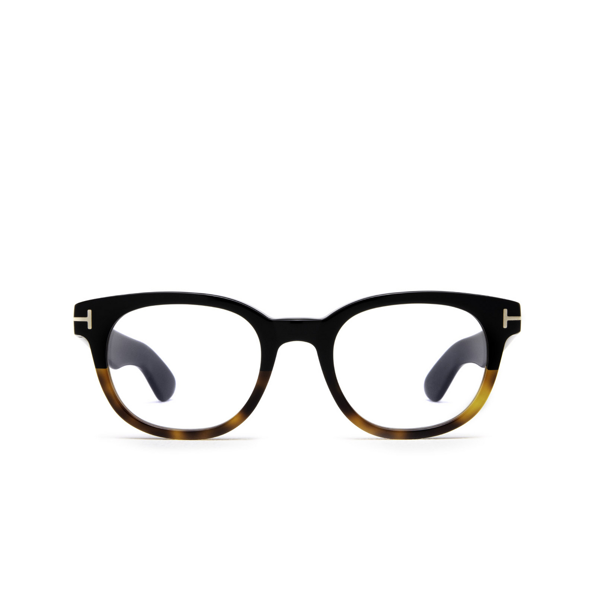 Tom Ford® Square Eyeglasses: FT5807-B color Black & Havana 005 - front view.