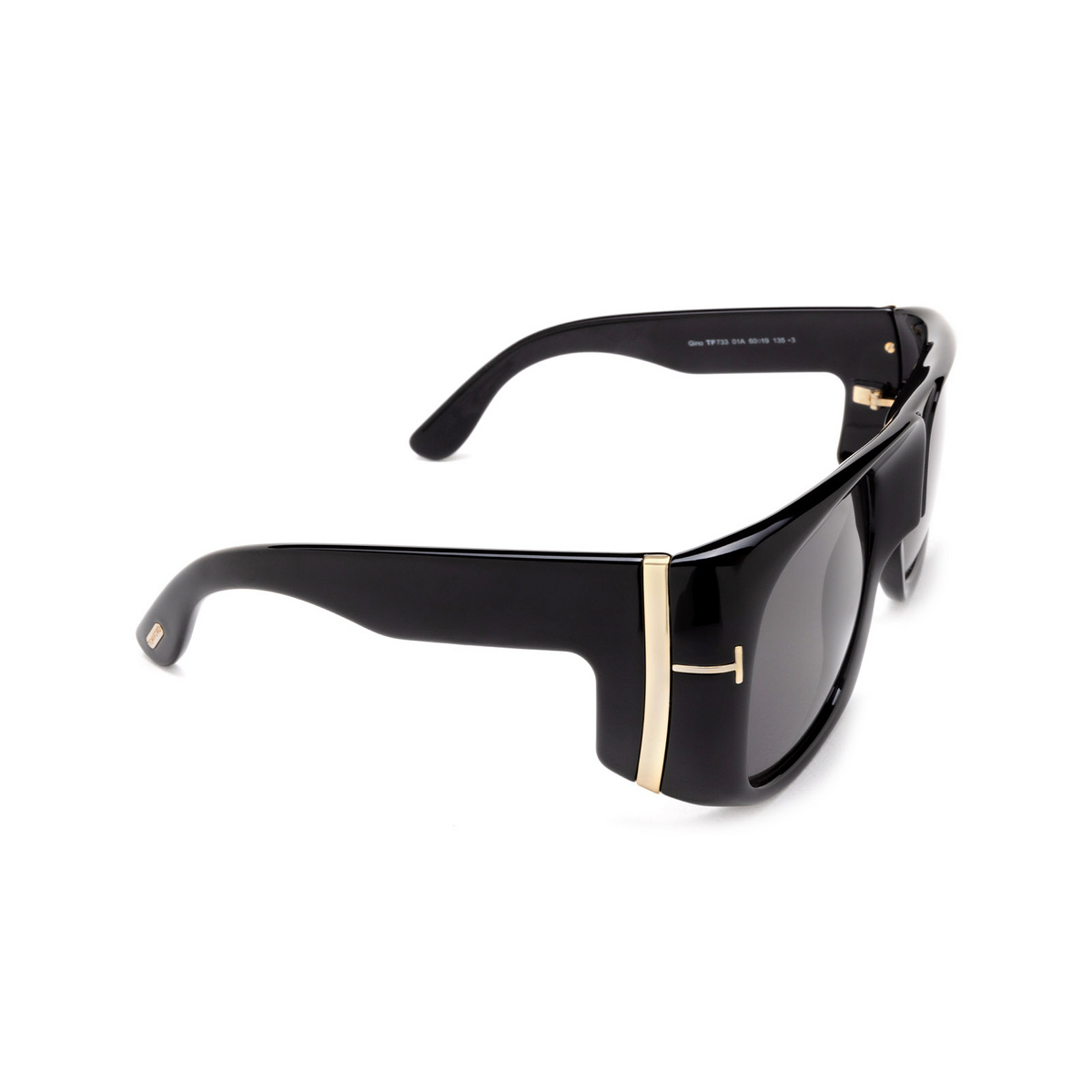 Tom Ford® Mask Sunglasses: FT0733 Gino color 01A Black - three-quarters view