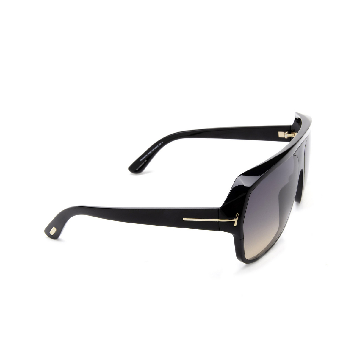 Tom Ford® Square Sunglasses: Hawkings-02 FT0908 color Black 01B - three-quarters view.