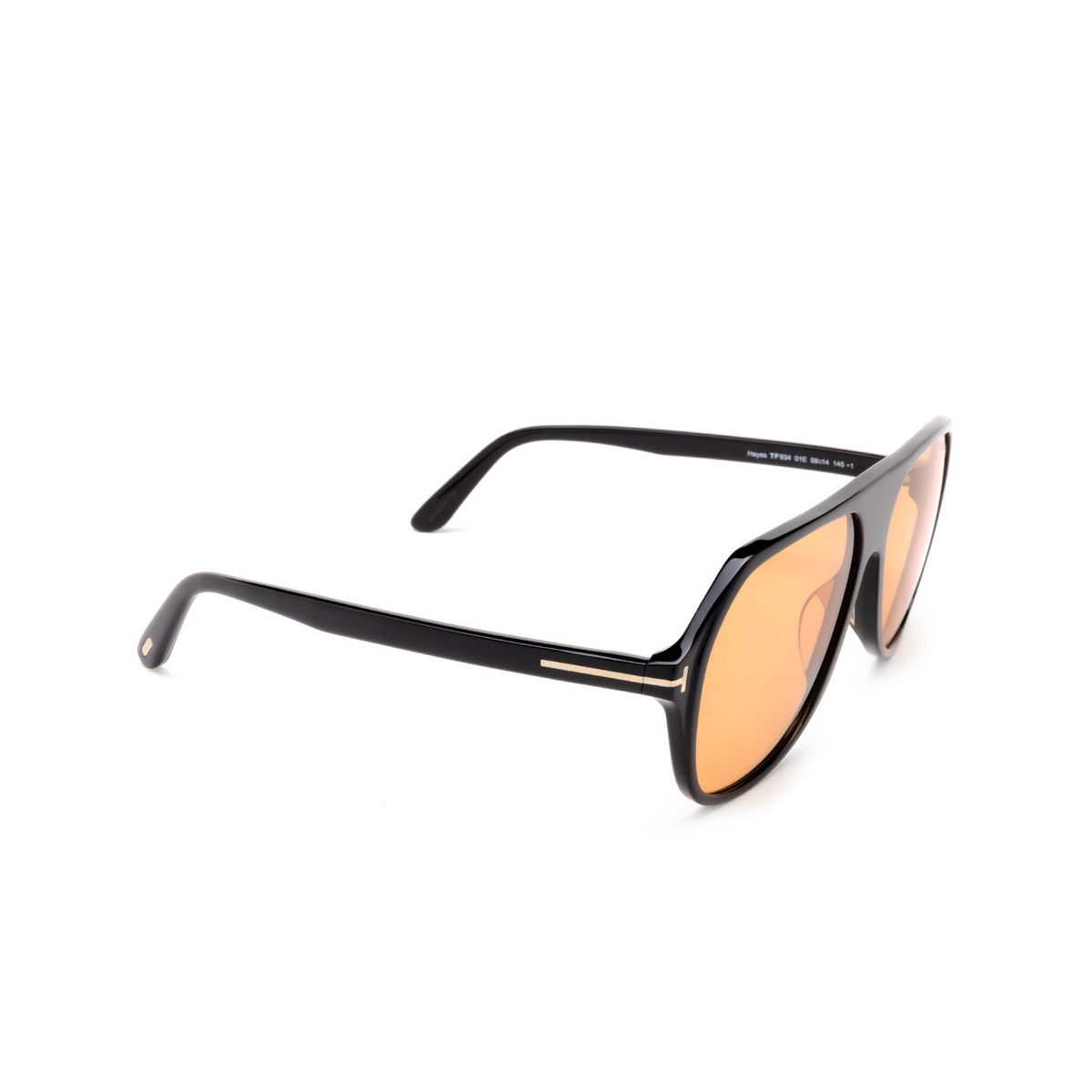 Tom Ford® Aviator Sunglasses: FT0934 Hayes color 01E Black - three-quarters view