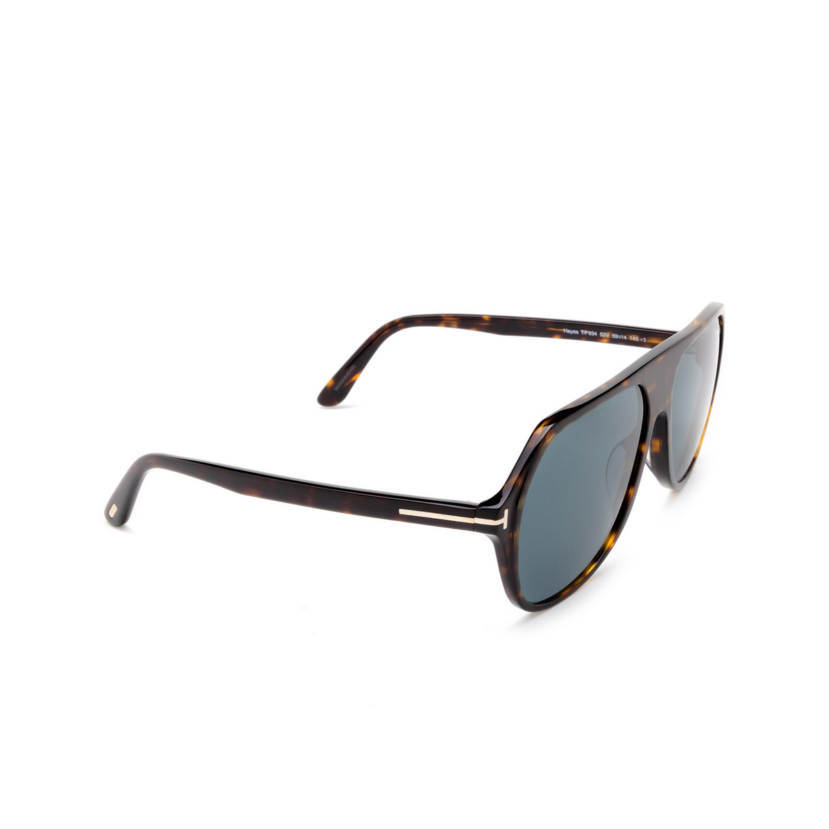 Tom Ford® Aviator Sunglasses: FT0934 Hayes color 52V Dark Havana - three-quarters view