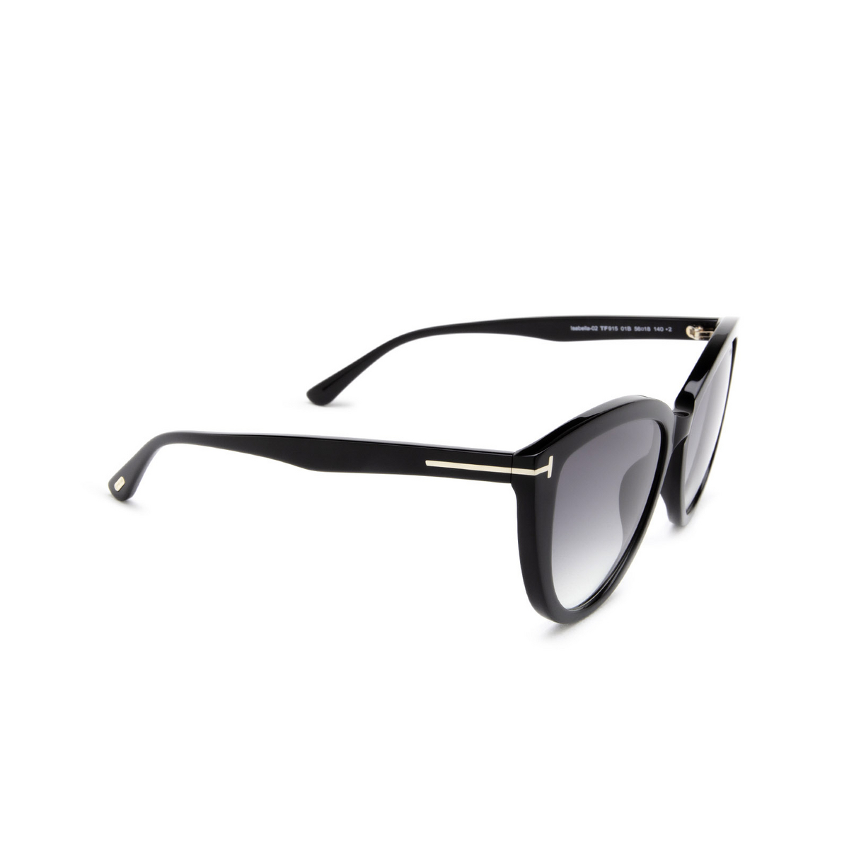 Tom Ford® Cat-eye Sunglasses: Isabella-02 FT0915 color Black 01B - three-quarters view.