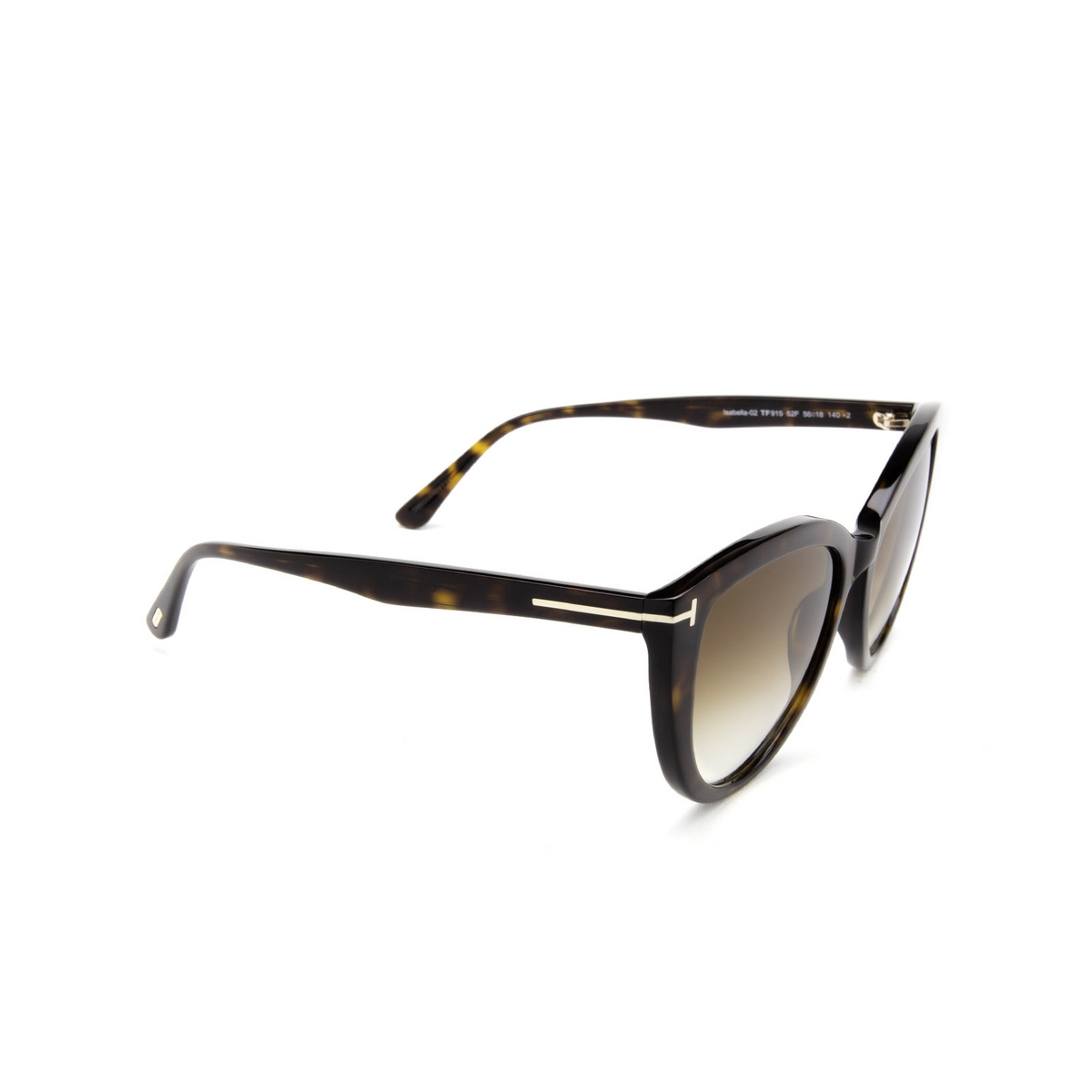 Tom Ford® Cat-eye Sunglasses: Isabella-02 FT0915 color Havana 52F - three-quarters view.
