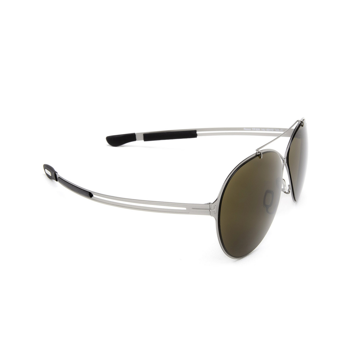 Tom Ford® Aviator Sunglasses: Rocco FT0828 color Light Ruthenium 14J - three-quarters view.