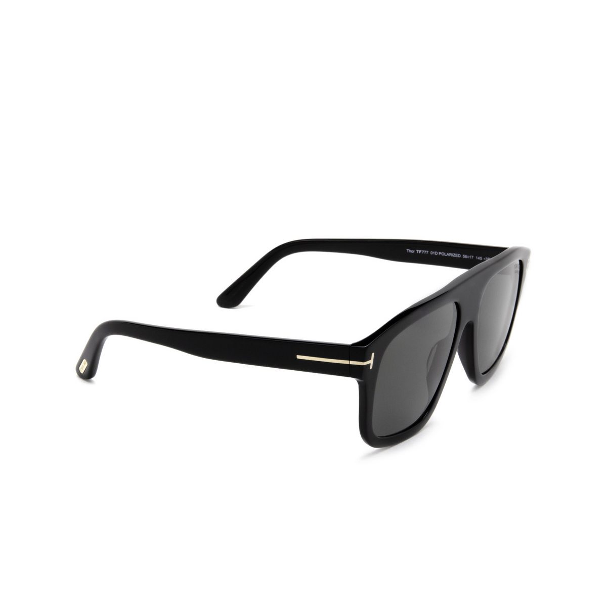 Tom Ford® Square Sunglasses: Thor FT0777 color Black 01D - three-quarters view.