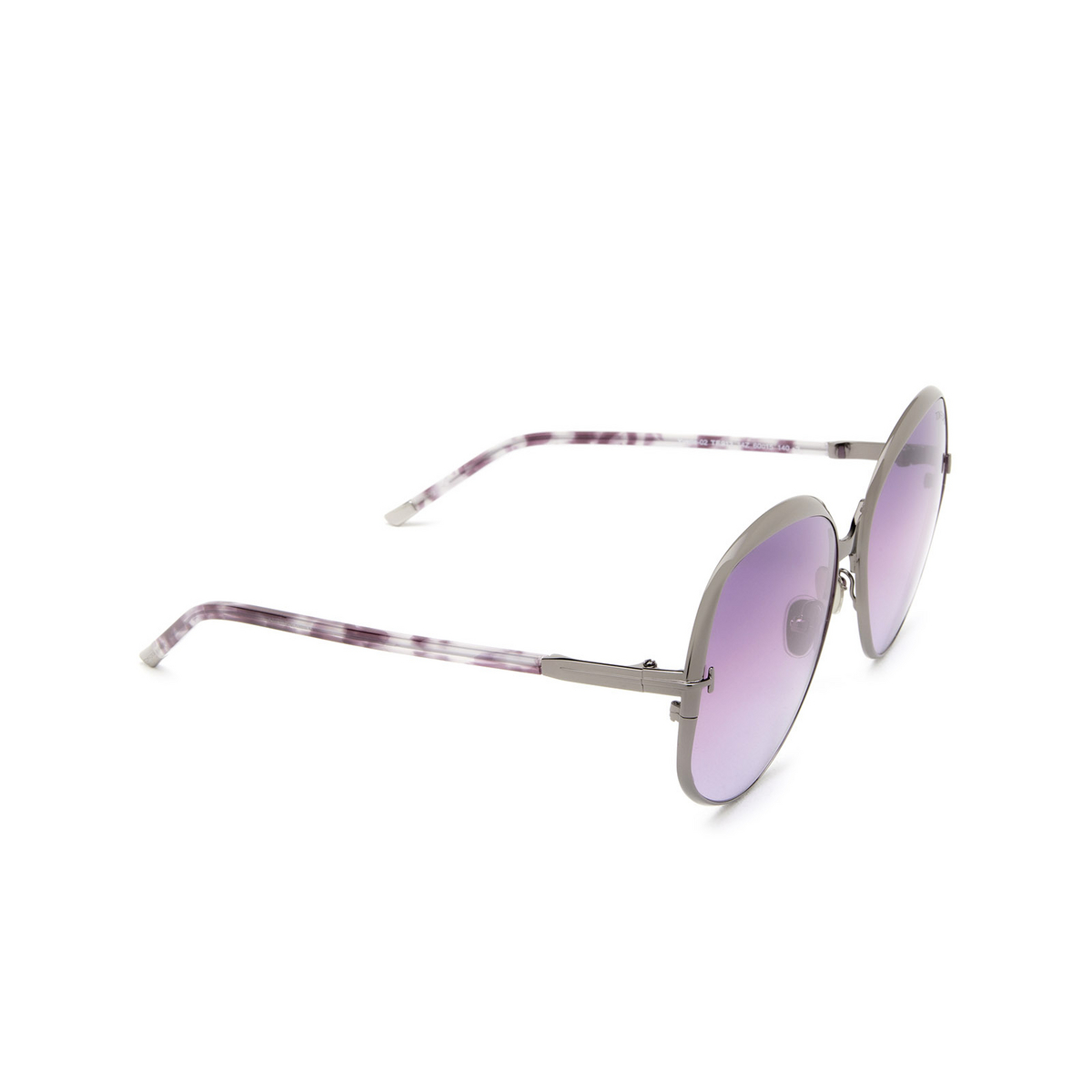 Tom Ford® Round Sunglasses: Yvette-02 FT0913 color Light Ruthenium 14Z - three-quarters view.