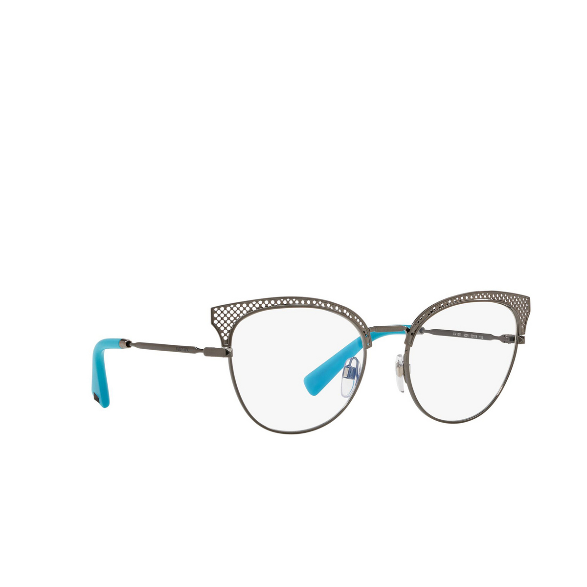 Valentino® Butterfly Eyeglasses: VA1011 color Ruthenium 3039 - three-quarters view.