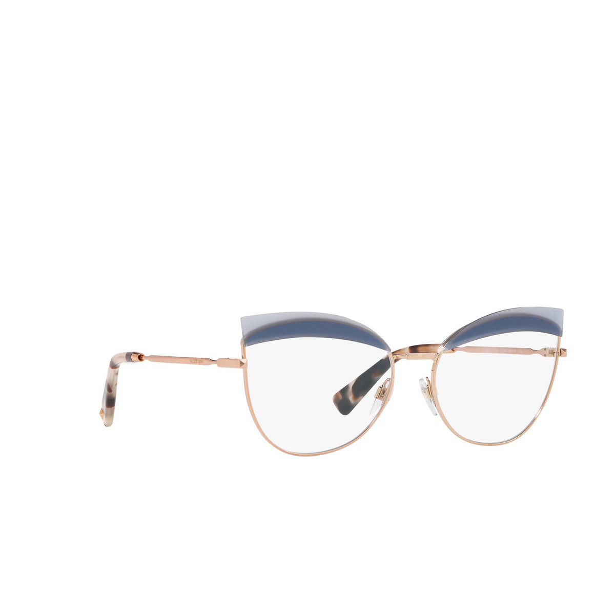 Valentino® Butterfly Eyeglasses: VA1014 color Rose Gold 3004 - three-quarters view.