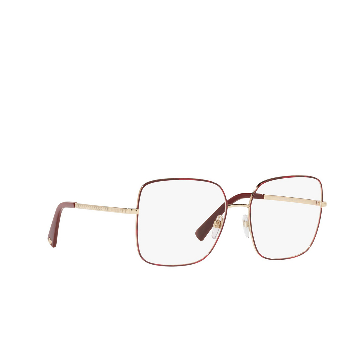 Valentino® Square Sunglasses: VA1024 color Red Havana / Light Gold 3068 - three-quarters view.