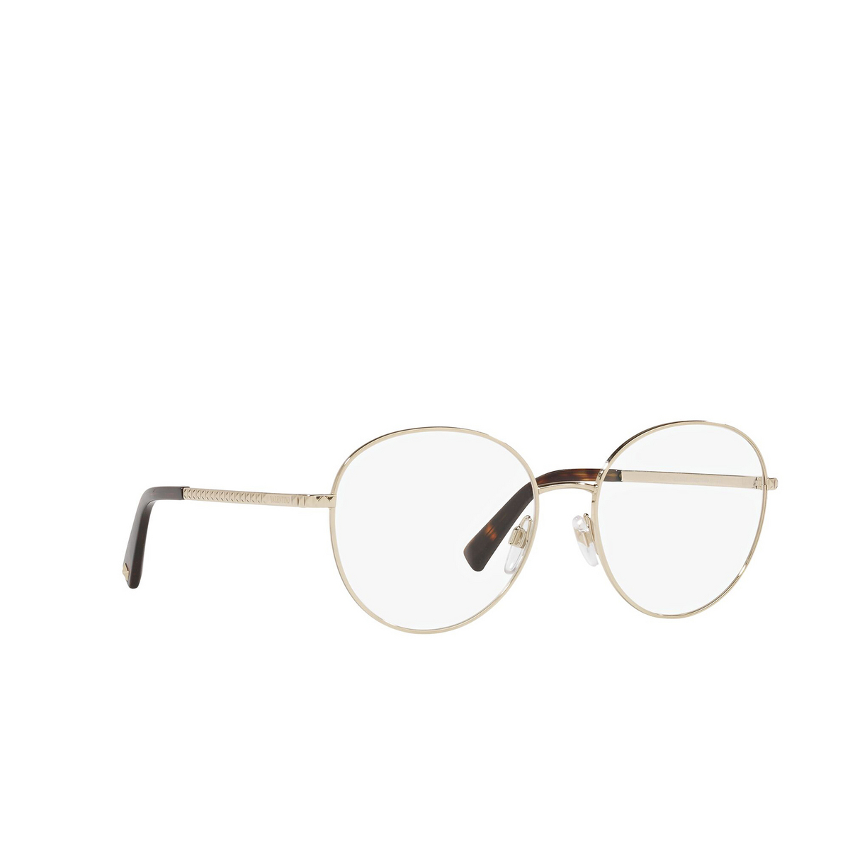 Valentino® Round Sunglasses: VA1025 color Light Gold 3003 - three-quarters view.
