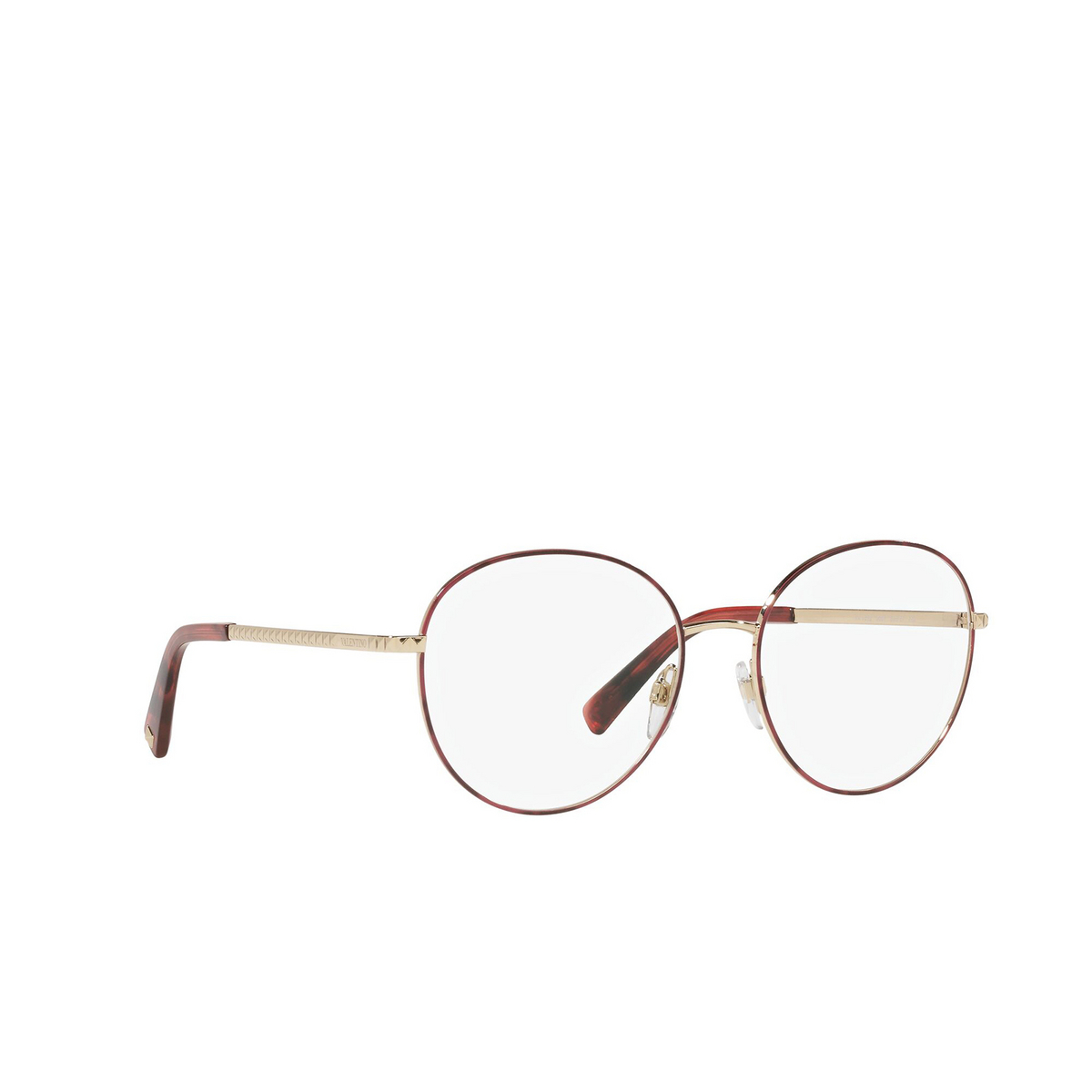 Valentino® Round Sunglasses: VA1025 color Red Havana / Light Gold 3068 - three-quarters view.