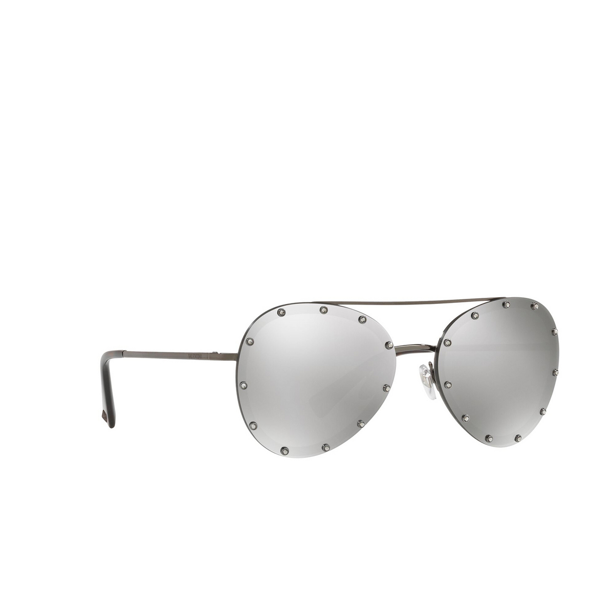 Valentino® Aviator Sunglasses: VA2013 color Ruthenium 30056G - three-quarters view.