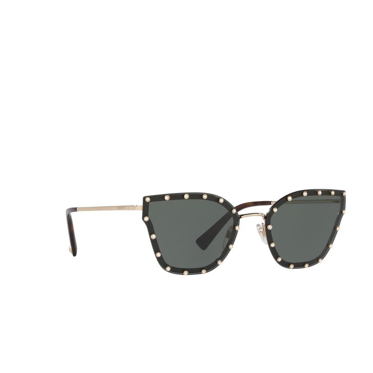 Valentino® Butterfly Sunglasses: VA2028 color Light Gold 300371 - three-quarters view.