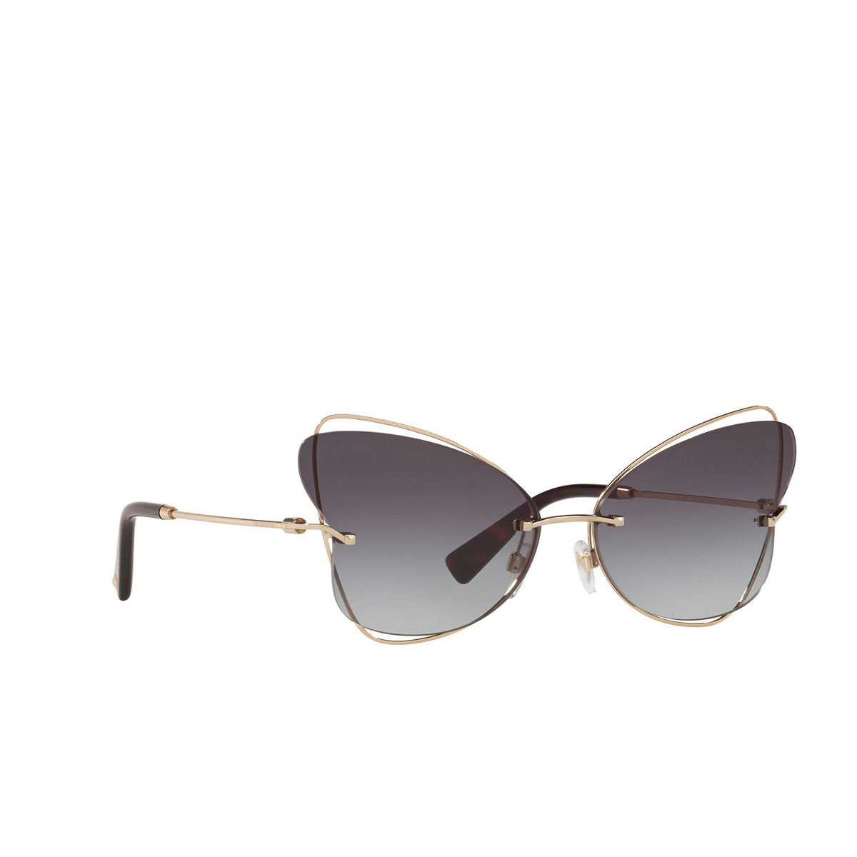 Valentino® Butterfly Sunglasses: VA2031 color Pale Gold 30038G - three-quarters view.