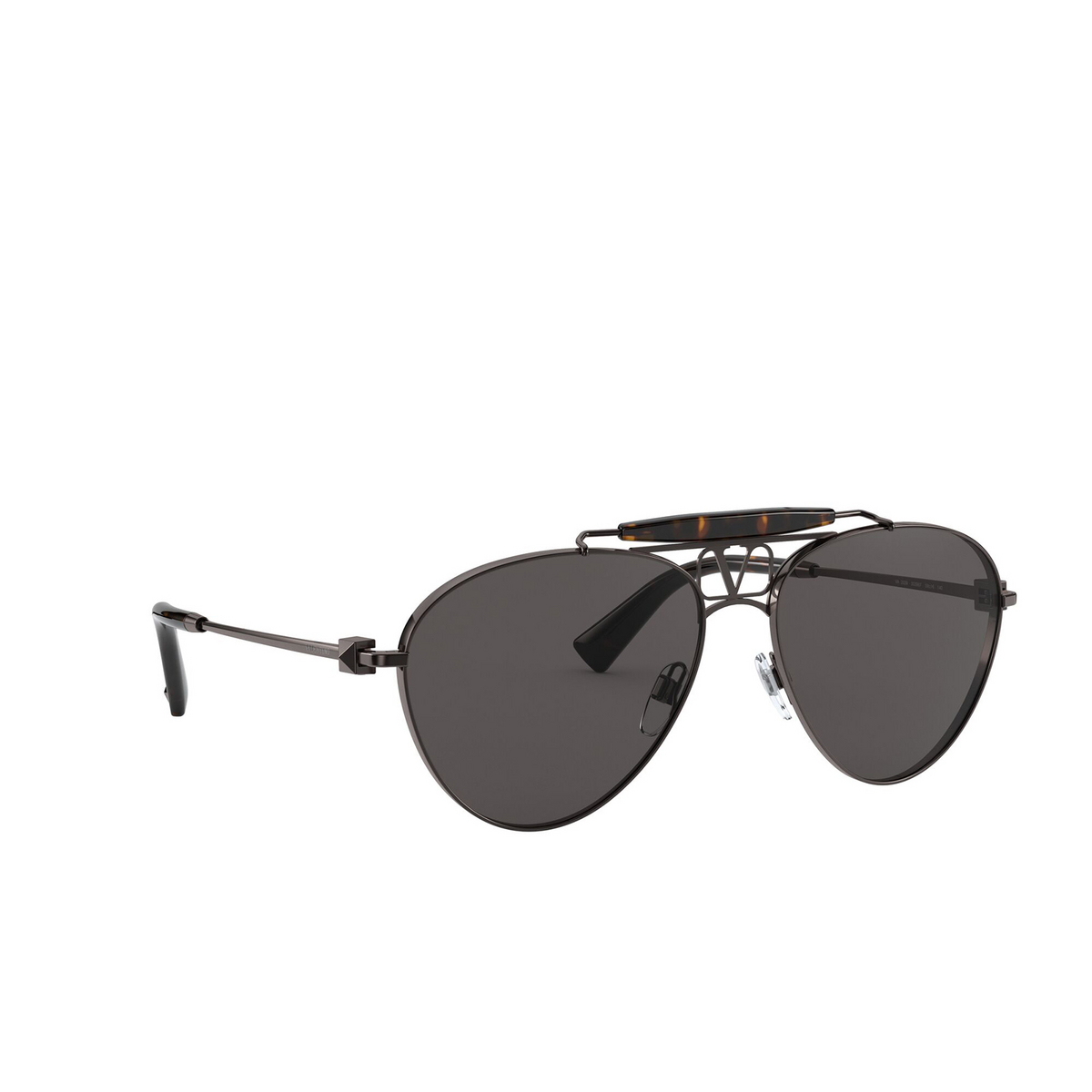 Valentino® Aviator Sunglasses: VA2039 color Rutenium 303987 - three-quarters view.