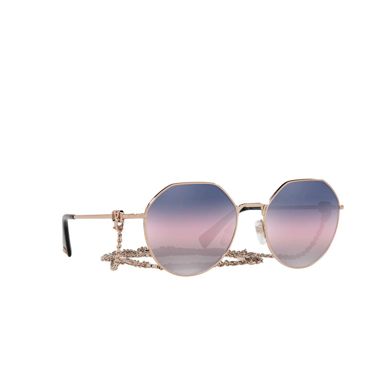 Valentino® Irregular Sunglasses: VA2043 color Rose Gold 3004E6 - three-quarters view.