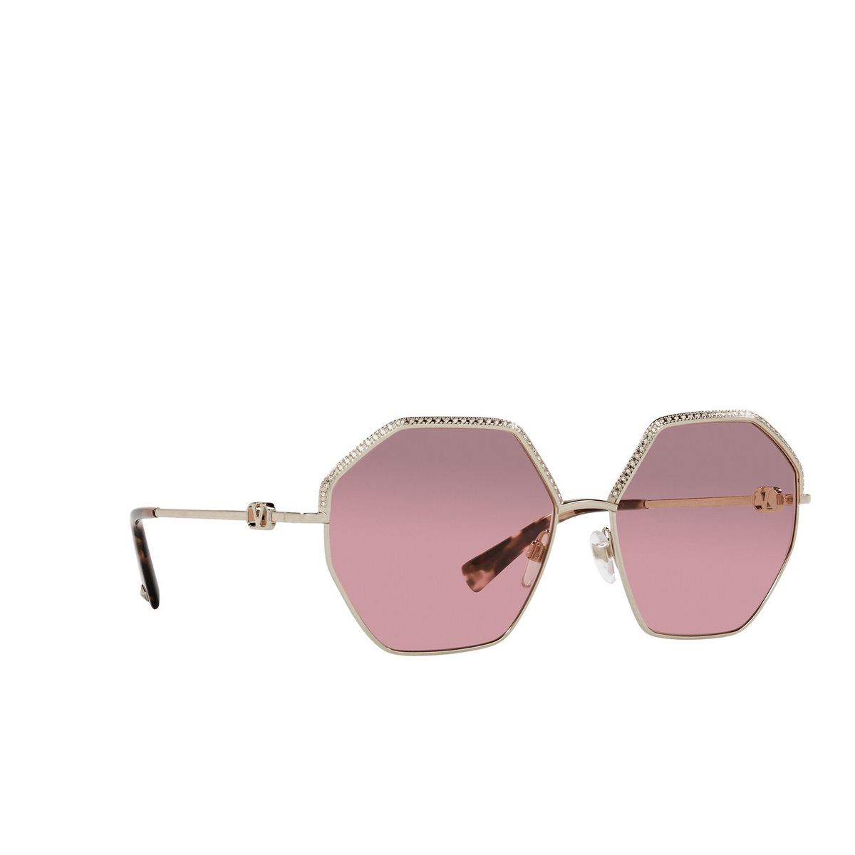 Valentino® Irregular Sunglasses: VA2044 color Pale Gold 300384 - three-quarters view.