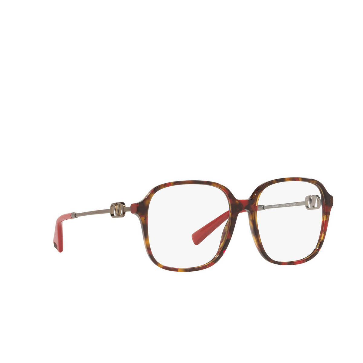 Valentino VA3067 Eyeglasses 5189 Red Havana - three-quarters view