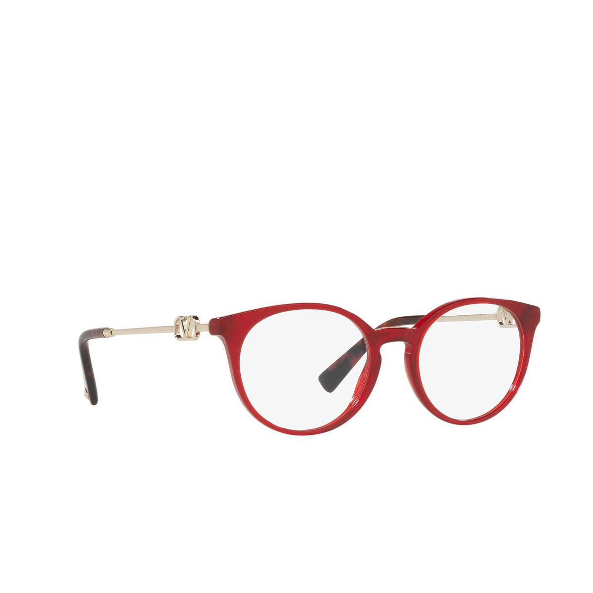Valentino VA3068 Eyeglasses 5121 Red Transparent - three-quarters view