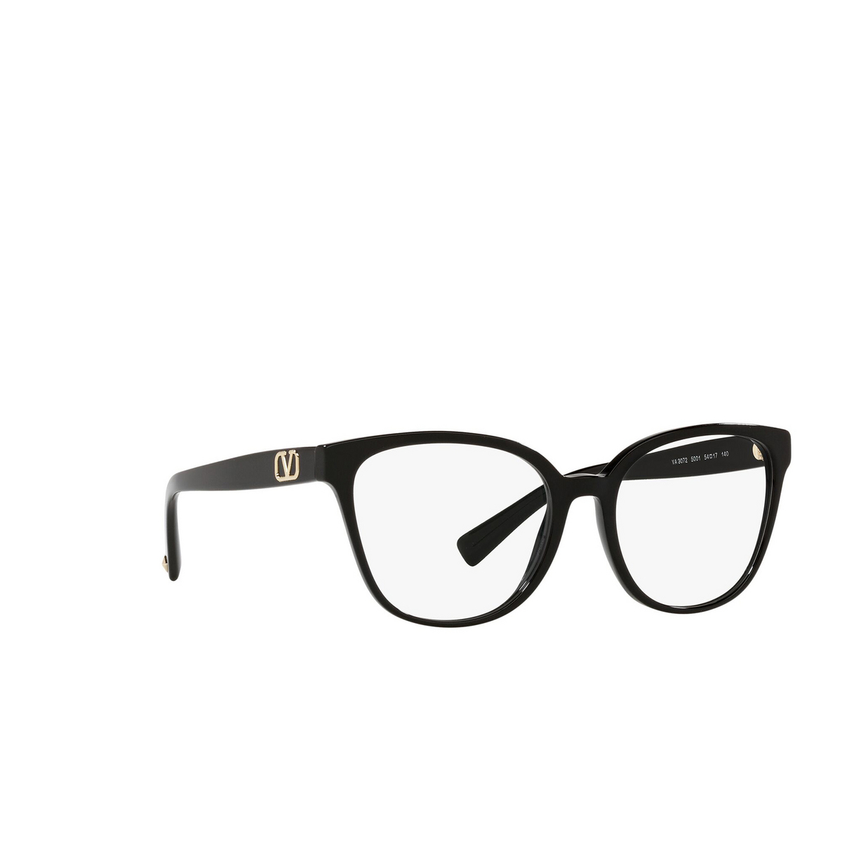 Valentino® Square Eyeglasses: VA3072 color Black 5001 - three-quarters view.