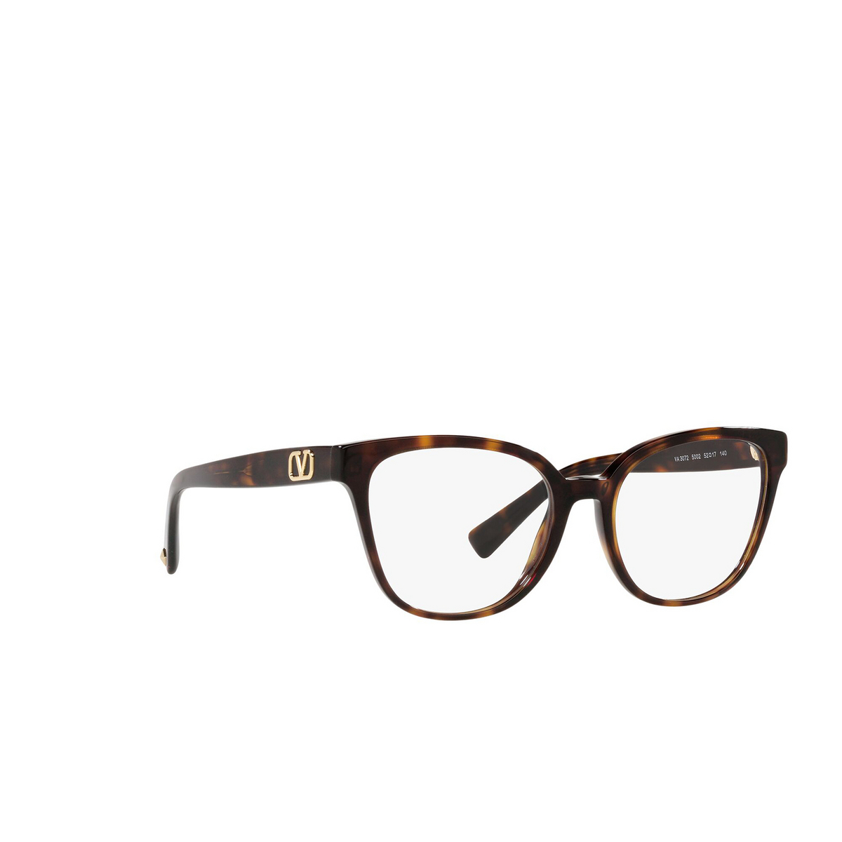 Valentino® Square Eyeglasses: VA3072 color Havana 5002 - three-quarters view.