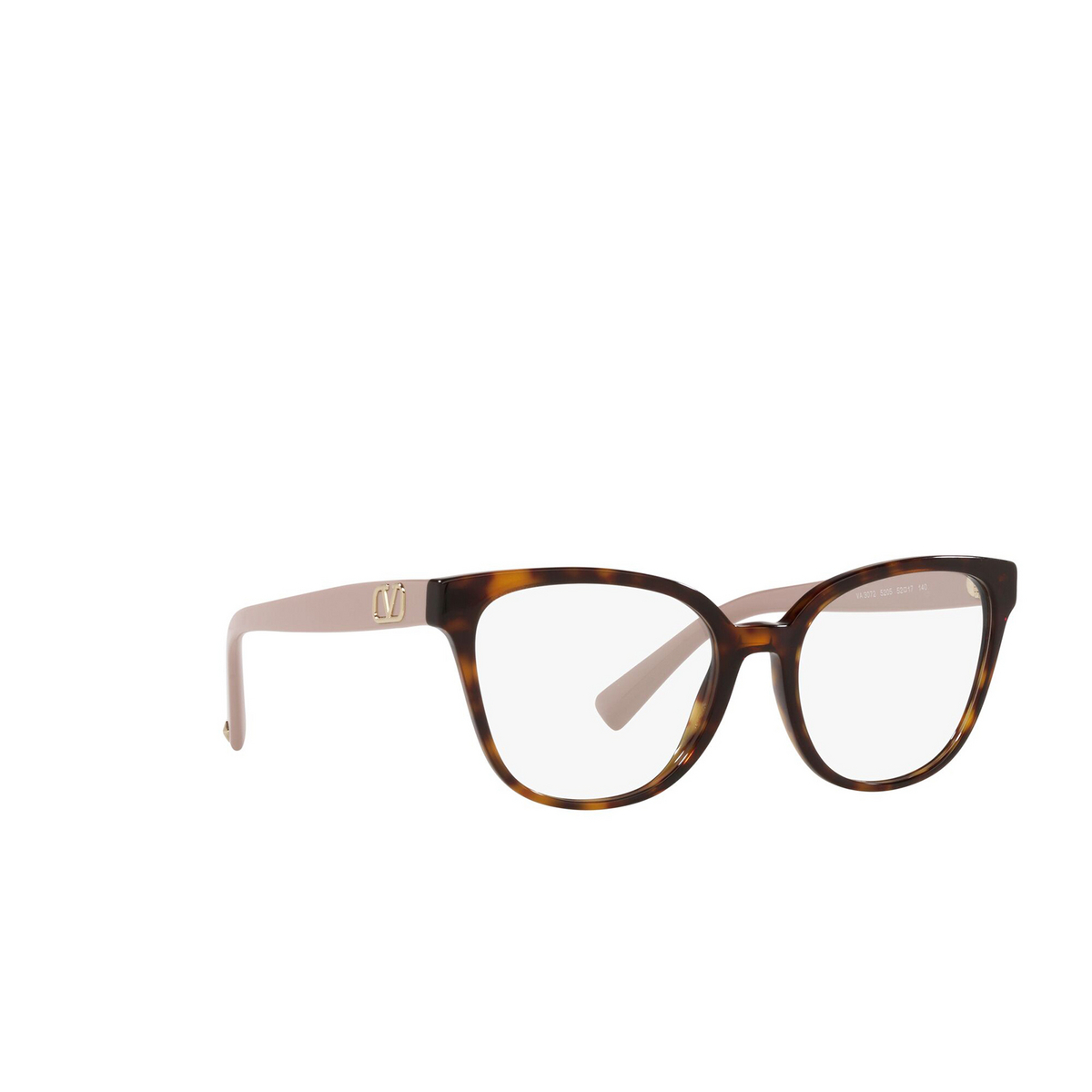 Valentino® Square Eyeglasses: VA3072 color Havana 5205 - three-quarters view.