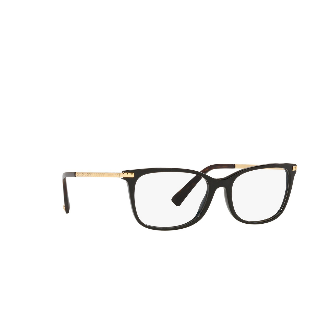 Valentino® Square Eyeglasses: VA3074 color Black 5001 - three-quarters view.