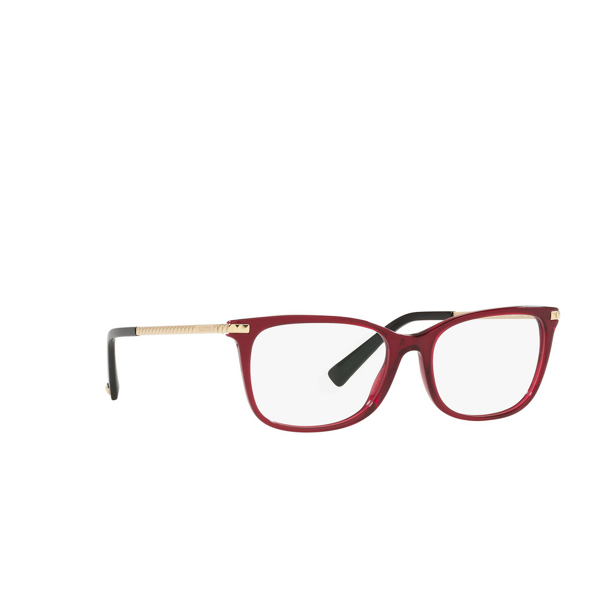Valentino® Square Eyeglasses: VA3074 color Transparent Red 5115 - three-quarters view.