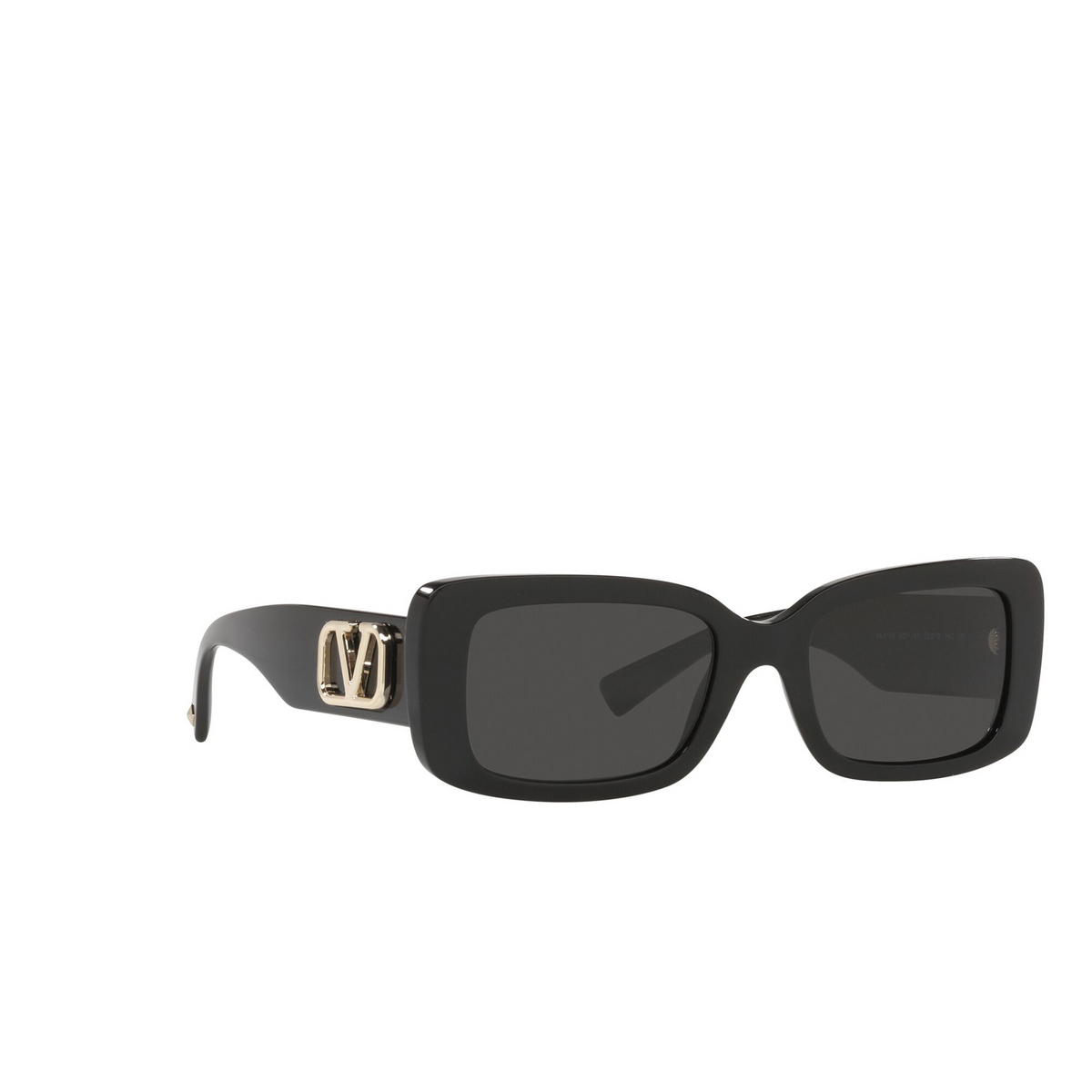 Valentino® Rectangle Sunglasses: VA4108 color Black 500187 - three-quarters view.