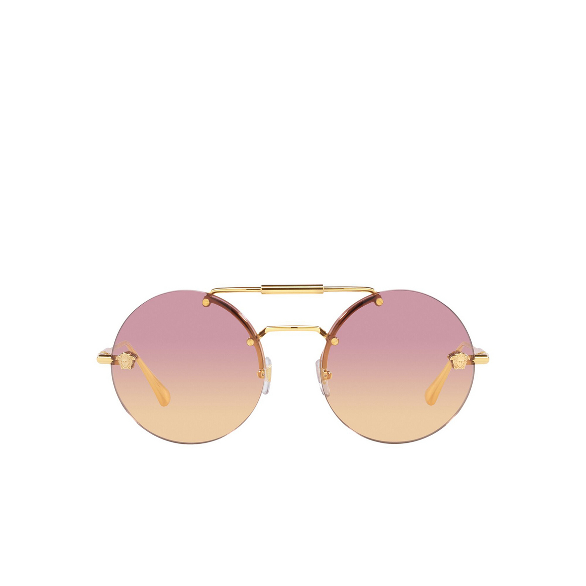 Versace® Round Sunglasses: VE2244 color Gold 100278 - front view.