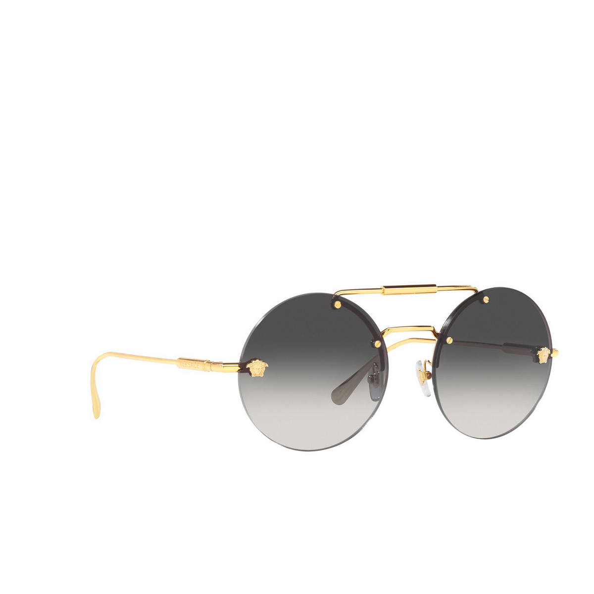 Versace® Round Sunglasses: VE2244 color Gold 10028G - three-quarters view.