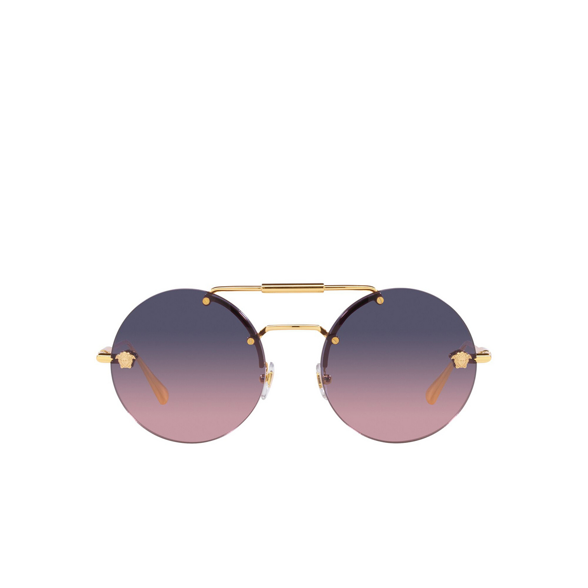 Versace® Round Sunglasses: VE2244 color Gold 1002I6 - front view.