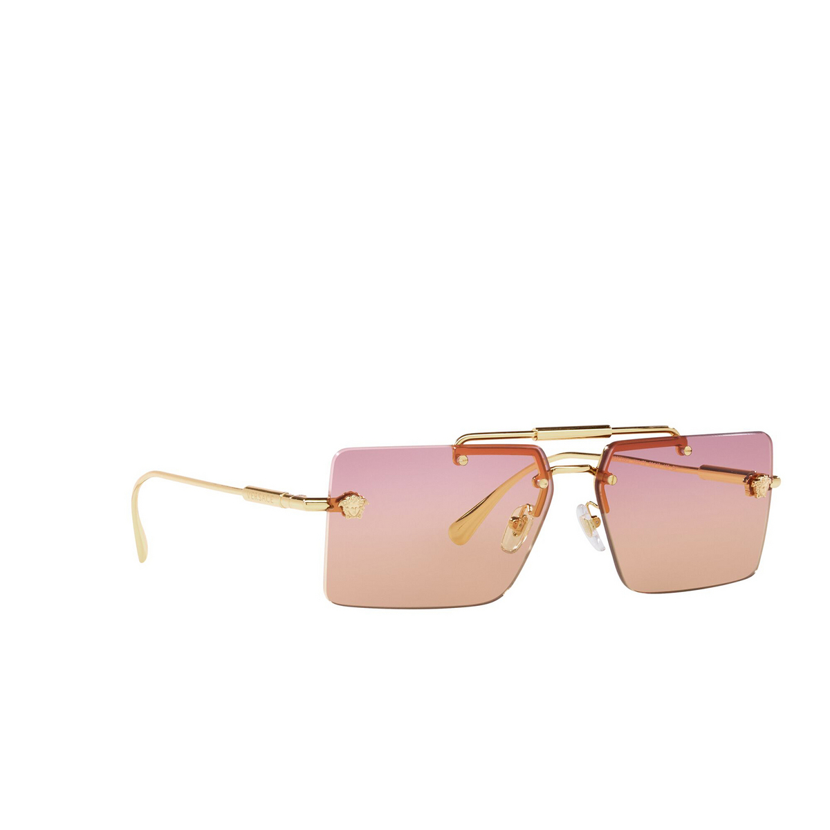 Versace® Rectangle Sunglasses: VE2245 color Gold 100278 - three-quarters view.