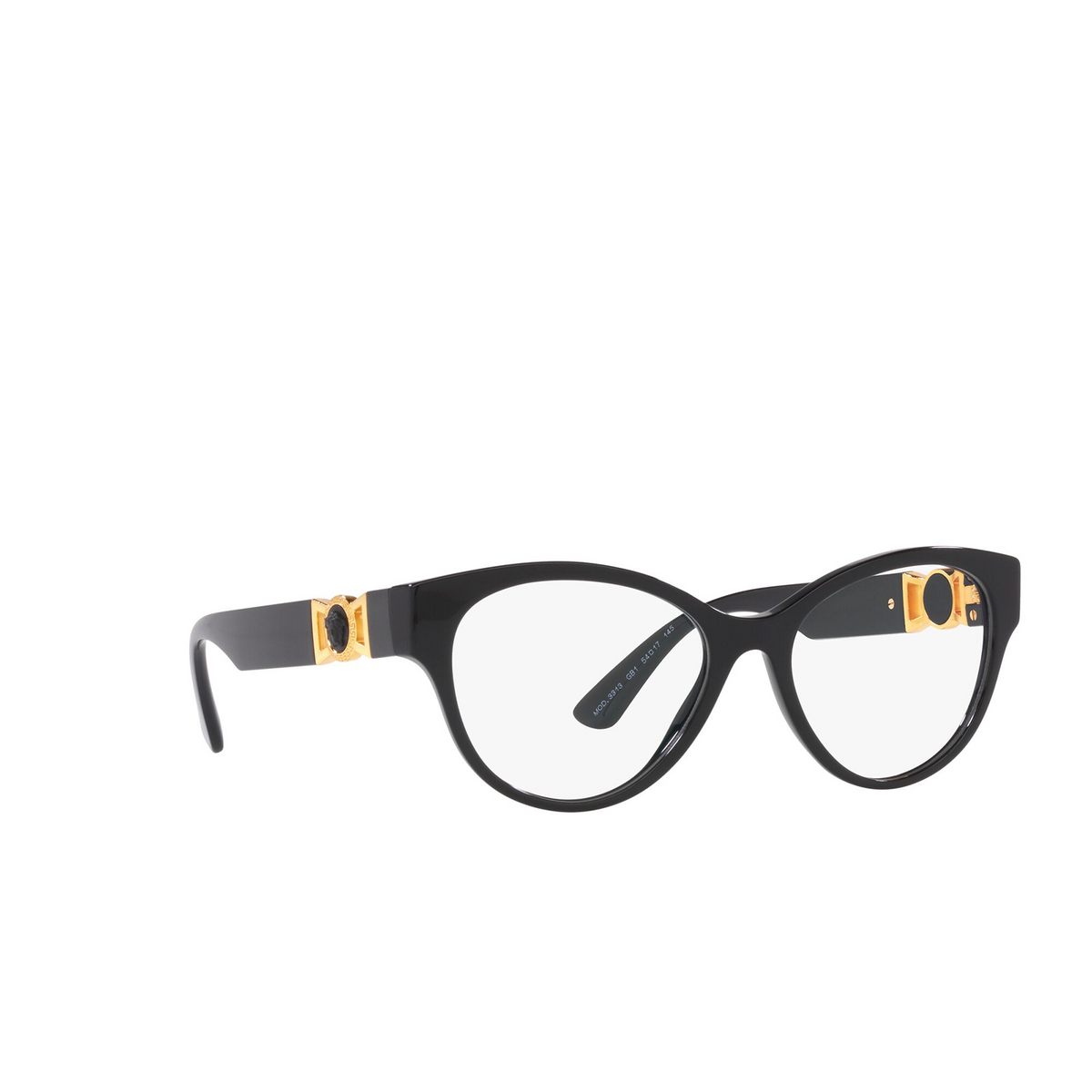 Versace® Cat-eye Eyeglasses: VE3313 color Black GB1 - three-quarters view.